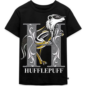 Harry Potter Hufflepuff Coat of Arms Monochrome Premium T Shirt Kinderen