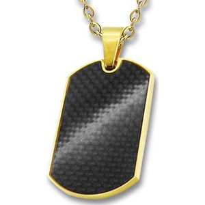 Amanto Ketting Emson G - 316L Staal PVD - Dogtag - Carbon - 32x20mm - 60cm