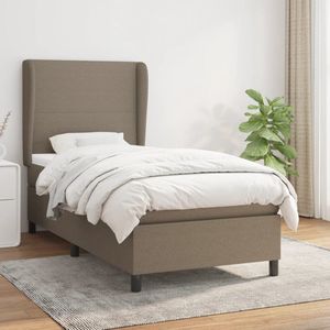 The Living Store Boxspringbed - Pocketvering - Middelharde ondersteuning - 100x200x20cm - Wit/Taupe