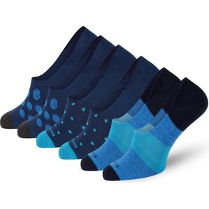 Easton Marlowe Sokken Heren 43-46 - No Show / Invisible Naadloze Sneakersokken Heren - 6 Paar - Katoen Sneaker Sokken Enkelsokken Heren - Blauw Navy - Siliconen Hiel - Lage Sokken #5-4