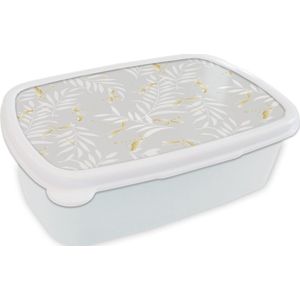 Broodtrommel Wit - Lunchbox - Brooddoos - Libelle - Patronen - Goud - 18x12x6 cm - Volwassenen