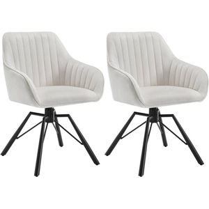 Rootz Velvet Draaibare Eetkamerstoel Set van 2 - Draaibare stoelen - Comfortabele zitting - Pluche bekleding - 360 graden rotatie - Stevige metalen voet - 58 cm x 83,5 cm x 53,5 cm