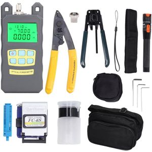 Optical Fiber Toolkit,15 Piece Set Fiber Optic Termination Tool Kit, Optical Tools, Visual Error Finder, 3-in-1 Fixture Optical Fiber Knife, 2.5mm Interface OPM VFL Supports, FTTH Optical Kit