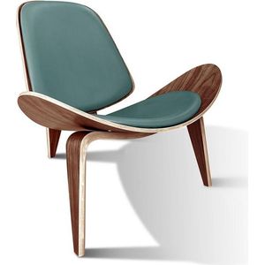OHNO Furniture Tonder Lounge Stoel - Shell Chair, Imitatieleer, Hout, Groen