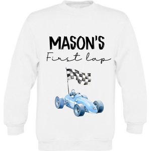 Sweater verjaardag jongen - Verjaardags trui 1 jaar - Met naam raceauto- Maat 80