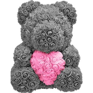 Luxe Rozenbeer - Grijs - 40 CM - Rose Bear - Rose Teddy - Valentijn - Moederdag - Rozen Teddy Beer