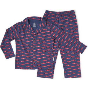Little Label - Grandad - Pyjama - Blauw, Wit - Zachte BIO Katoen