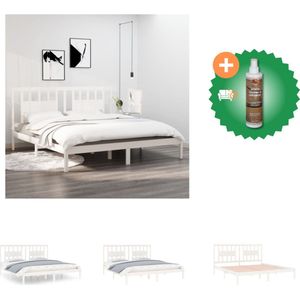 vidaXL Bedframe massief hout wit 180x200 cm 6FT Super King - Bed - Inclusief Houtreiniger en verfrisser