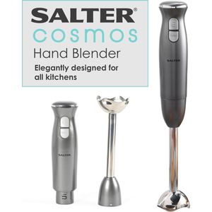 Salter Cosmos-handblender, 2 snelheden, afneembare roestvrijstalen staaf en messen, 400 W, grijs/zilver