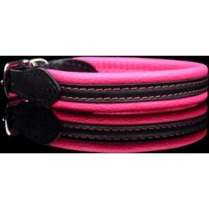 Dog's Companion Leren Halsband - Lengte: 35 cm Verstelbaar van 29-33 cm x 16 mm - soft/duo - Roze