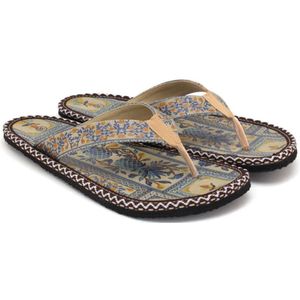 GOBY Dames Slippers – Flip-Flops – Blue Floral Design – Handgemaakt – 37