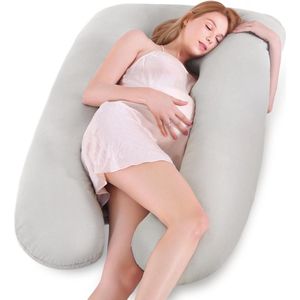 U-vormig zwangerschapskussen XXL voor zijslaap met afneembare en wasbare katoenen overtrek - 145 x 70 cm zwangerschapskussen hoes xxl