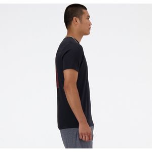 New Balance Heathertech Graphic T-Shirt Heren Sportshirt - Zwart - Maat L