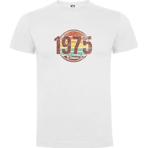 Wit T-Shirt met Kleurrijke print “ 1975 Classic – Humor – Leeftijd – Retro – Leeftijd “ Print Full Color Maat S