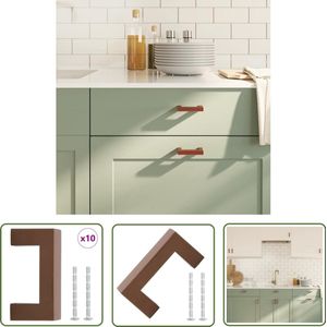 The Living Store Handvatten 10 st 64 mm roestvrij staal bronskleurig - Handvatten Keuken - Handgrepen Kastdeur - Roestvast Staal Handgreep - Vintage Handgreep - Bruine Handgreep
