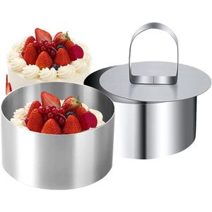 Set van 4 dessertringen - roestvrij staal - 8 cm