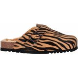 Scholl - Fae - Klomp - Donkerbruin Animalier - Geprint Pony Leer