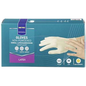 Wegwerp handschoenen, latex, poedervrij, maat M, wit, 100 stuks