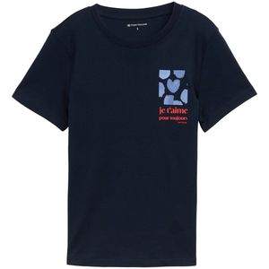 TOM TAILOR - Shirt - Navy - Kwartmouw - Ronde Hals - Normale Pasvorm