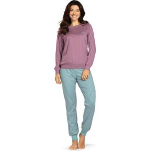 Comtessa - Dames winter pyjama - Katoen interlock - Roze Blauw - Maat 40