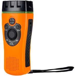 PULUZ 1 Stuks Oranje Noodradio - Handmatige Oplaadbare Radio Met Zaklamp En SOS Alarm - Waterdichte En Schokbestendige Outdoor Radio - Oplaadbare Noodradio Met Koptelefoon Uitgang