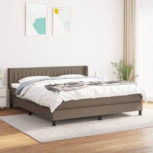 The Living Store Boxspringbed - Pocketvering - 180x200 cm - Taupe / Wit