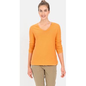 camel active Fijngebreide trui met V-hals - Maat womenswear-XS - Oranje