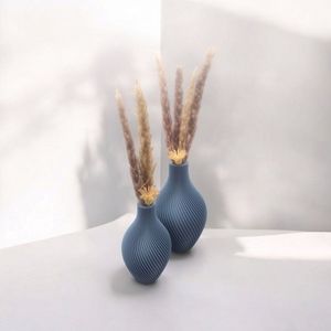 Vaas Jade voor droogbloemen en zijdebloemen set van 2 mat lichtblauw handgemaakt trendy unieke vaas voor interieur decoratie
