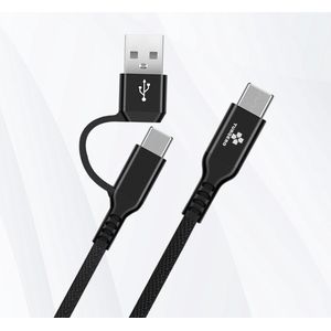TURQERO© Multifunctioneel USB naar USB C Kabel - Oplaadkabel - Snellader - USB C naar C - USB A naar C - 60Watt - 1 Meter - Geschikt voor alle type-c compatibel apparaten