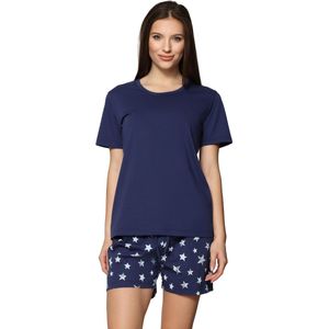 Merry Style MS-MS10-177-PJ Dames Pyjama - ronde hals - korte mouwen - korte broek zonder zakken - Katoen - Amarant/Grijs - XXL