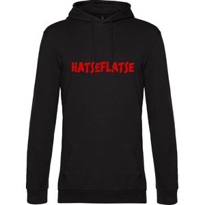 Hoodie met opdruk “Hatseflatse” - Zwarte hoodie met rode opdruk – Trui met Hatseflats - Goede pasvorm, fijn draag comfort