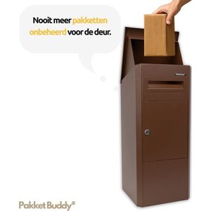 Pakketbuddy - Easydrop™ - Pakketbrievenbus - Mahonie bruin - Antidiefstal - Pakketmaat invoer 33x28x21 cm