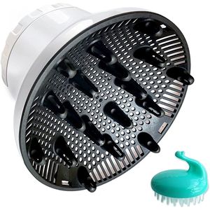 Föhnhoes - Universele föhn diffuser - Föhn diffuser opzetstuk voor krullend en natuurlijk golvend haar - Past op föhnuitgangen met een buitendiameter van 3,5-6,8 cm (wit)