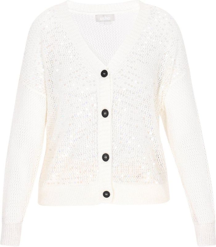usha - Fashion Look - Cardigan - Met V-hals - Opengewerkt Gebreid - Met Pailletten