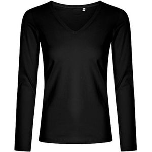 Promodoro Women´s V-Neck T-Shirt Long Sleeve XO1560 - Black - XS