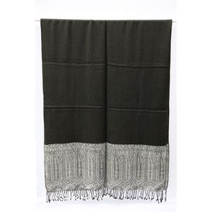 Zwart witte viscose paisley dames sjaal 70 x 200 cm