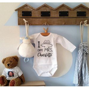 Rompertje baby met tekst Geboorte Cadeau / Kraamcadeau Rompertje meisje tekst eigen naam | Lange mouw |roze opdruk mogelijk | maten 50-56 of 62-68 of 74-80 | bedrukt bedrukken bedrukking opdruk laten maken | Gepersonaliseerd geboorte geboortecadeau