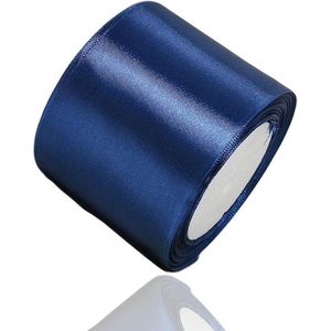 Satin Ribbon Donkerblauw 75mm - 22m Decoratieve Cadeau Ribbon - Brede Stoffen Ribbon voor Trouwen - Doop en Verjaardag Cadeaus