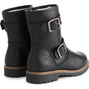 Travelin' Skellerup Dames Laarzen - Leren bikerboots wolgevoerd - Zwart leer - Maat 43