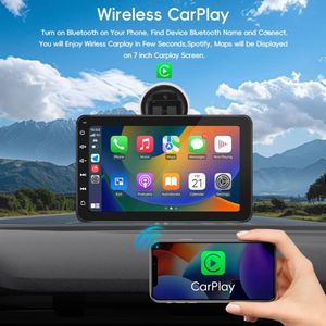 Auto navigatie scherm, 7 Inch. display met Android auto en Apple carplay. voor Navigatie, Google Maps, muziek & sociale media, Spotify en WhatsApp, Handsfree bellen & spraakassistenten.