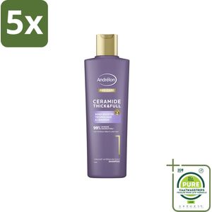 5 x Andrélon – Shampoo – Pro Care – 250 ml - Grootverpakking - Dikker Haar - Versterkt Haar - Haaruitval Verminderen - Breukbestendig Haar - Ceramide Shampoo