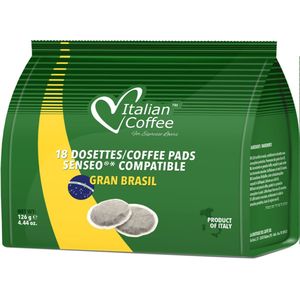 Senseo koffiepads - Italian Coffee koffie uit Brazilië - Italiaanse Espresso pads voor Senseo - 5 x 18 pads
