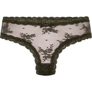 Hunkemöller Dames Lingerie Brazilian V-shape Mesh - Groen - maat XL