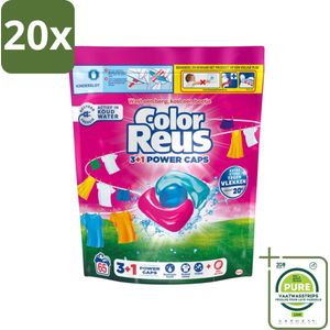 20 x Color Reus - 3+1 Power Caps - Gekleurde Was - 65 Wasbeurten - Grootverpakking - Wascapsules - Kleurwas - Wasmiddel - Kleurbescherming - Vlekkenverwijdering