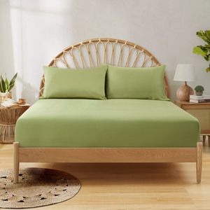 Bamboebaas premium bamboe hoeslaken - Soft green - 180x200x35 cm
