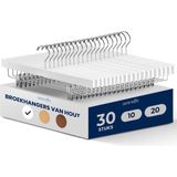 Serenelife - Houten Kleerhangers - Natuurlijk Hout - 10 Stuks - Met Klemmen