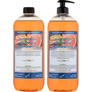 Handzeep Sweet Orange & Cedarwood 1 liter - met gratis pompje - set van 2 stuks