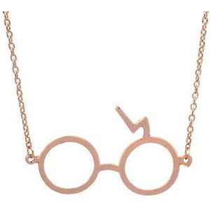Fashionidea - Goudkleurige ketting met hanger in de vorm van een bril.