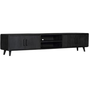 Tv meubel zwart - tv meubel 240cm - zwarte tv meubel mangohout