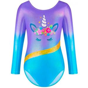 Turnpakje Sparkle Unicorn LM - blauw - maat 110/116